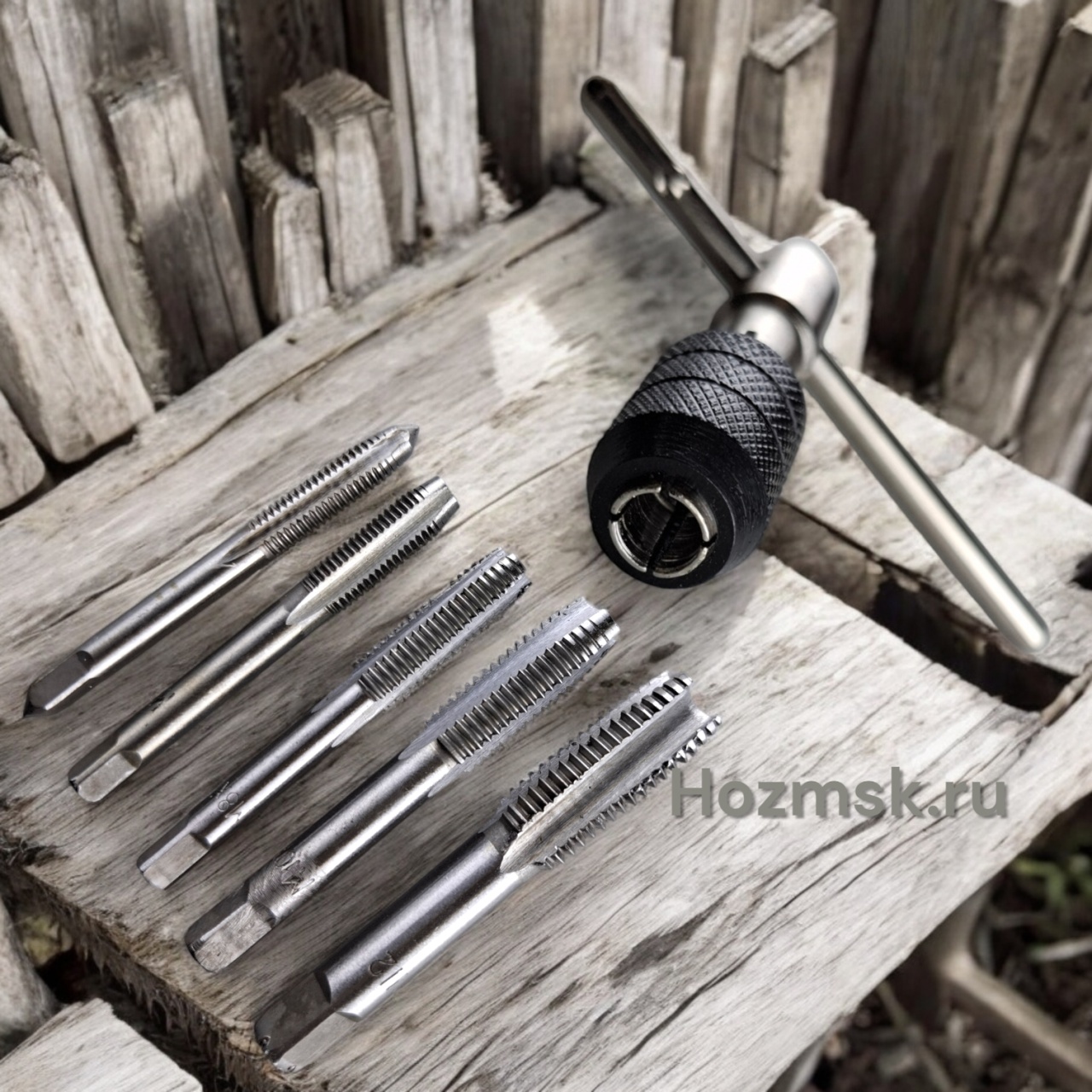 Набор метчиков М6-М12,6 с трещоткой, 6 предметов, легированная сталь, "MAXIMUM" MX 15593 оптом